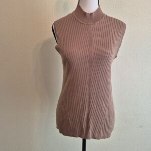 Yest Sleeveless Brown Ribbed Turtleneck Size 12 XL